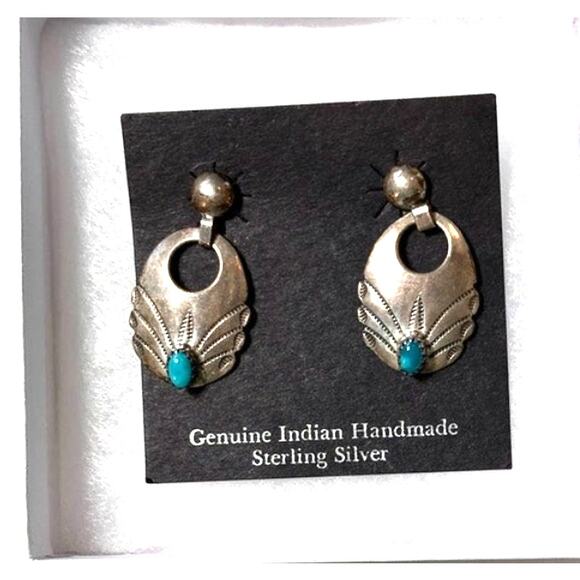 Genuine Indian Handmade Sterling Silver Earrings - Picture 2 of 5